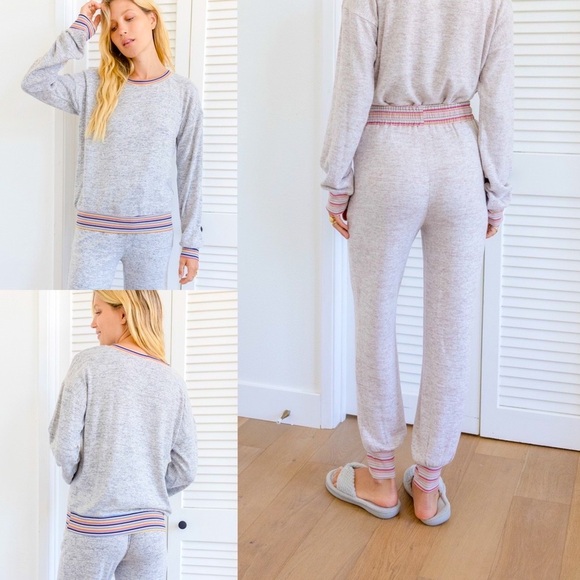 103. Jogger Set Multi Color Sweatshirt/Sweatpant Heather Gray Rose Blue Black - Picture 5 of 16